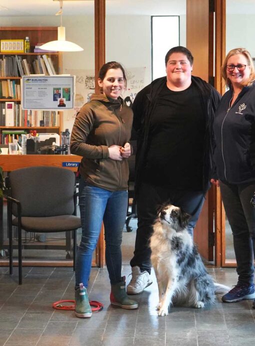 OnTop educators, a student, and Julie Erdelyi, the Stern Center’s Director of Social Learning and Communication.