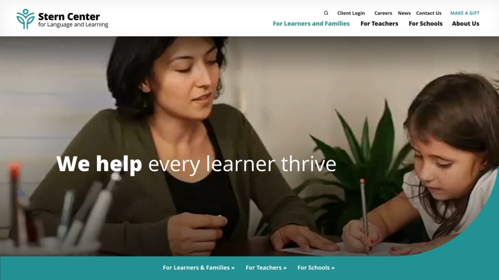 Screenshot of the Stern Center website